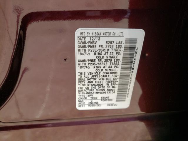 Photo 9 VIN: JN8AZ1MW5EW513106 - NISSAN MURANO 