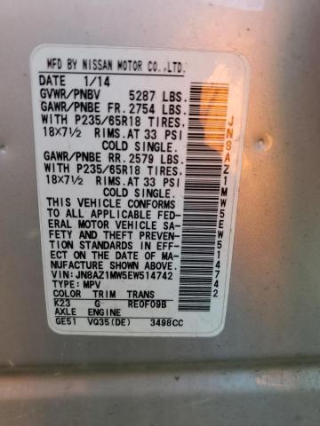 Photo 12 VIN: JN8AZ1MW5EW514742 - NISSAN MURANO S 