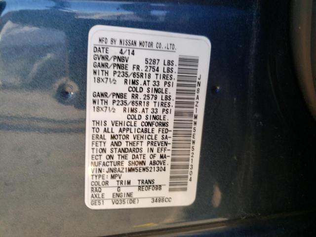 Photo 12 VIN: JN8AZ1MW5EW521304 - NISSAN MURANO S 