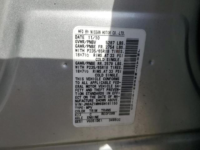 Photo 12 VIN: JN8AZ1MW6BW161150 - NISSAN MURANO S 