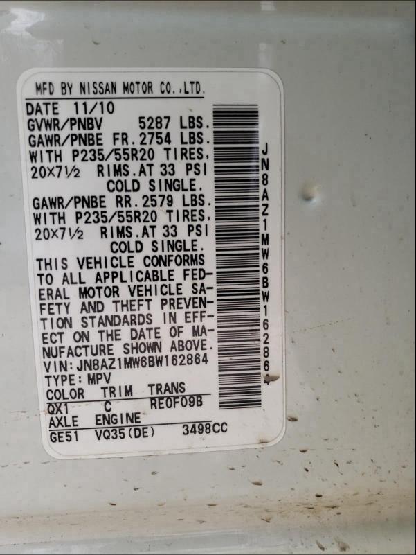 Photo 9 VIN: JN8AZ1MW6BW162864 - NISSAN MURANO S 