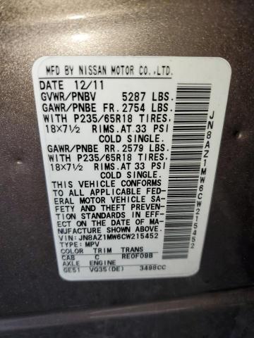 Photo 12 VIN: JN8AZ1MW6CW215452 - NISSAN MURANO S 