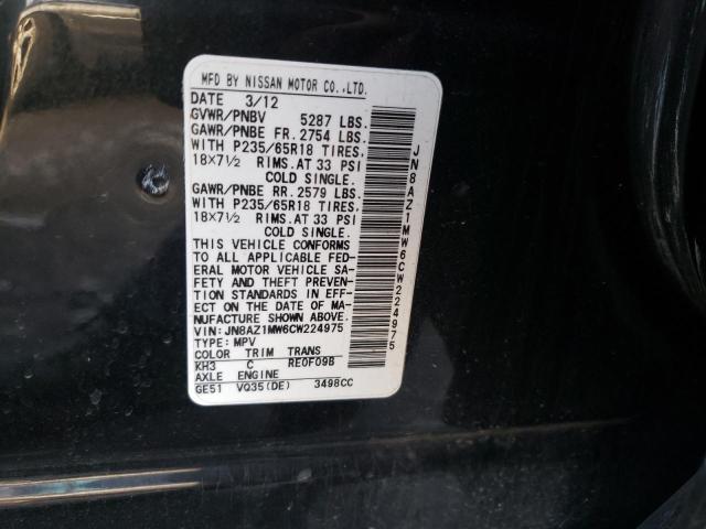 Photo 12 VIN: JN8AZ1MW6CW224975 - NISSAN MURANO 