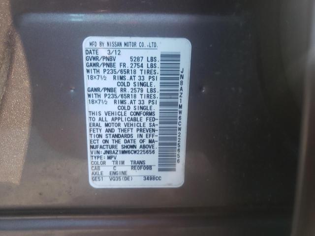 Photo 9 VIN: JN8AZ1MW6CW225656 - NISSAN MURANO S 