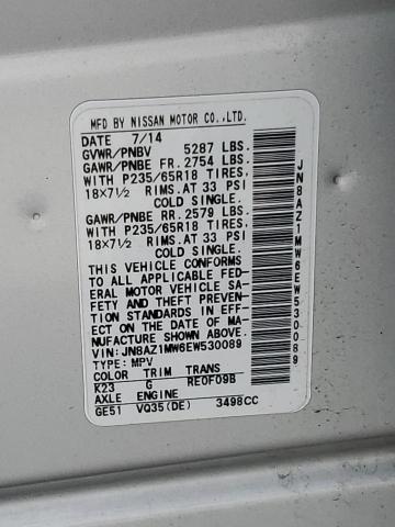 Photo 12 VIN: JN8AZ1MW6EW530089 - NISSAN MURANO S 