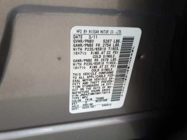 Photo 9 VIN: JN8AZ1MW7BW174814 - NISSAN MURANO S 