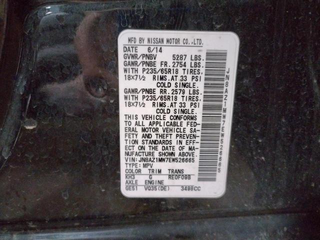 Photo 9 VIN: JN8AZ1MW7EW526665 - NISSAN MURANO S 