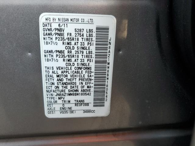 Photo 11 VIN: JN8AZ1MW8BW180542 - NISSAN MURANO S 