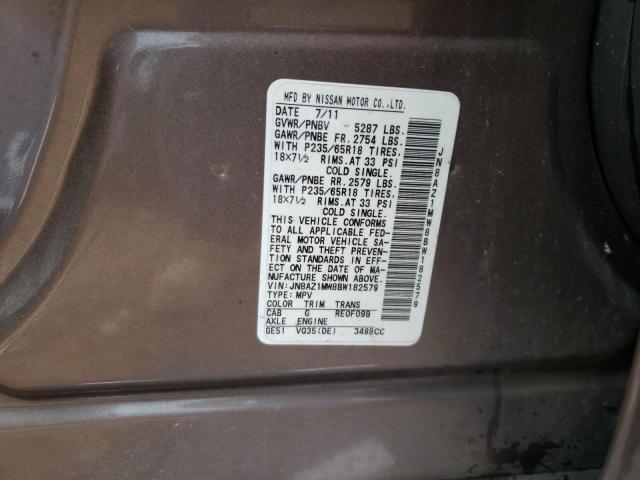 Photo 12 VIN: JN8AZ1MW8BW182579 - NISSAN MURANO S 