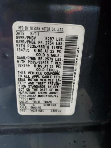 Photo 12 VIN: JN8AZ1MW8BW185742 - NISSAN MURANO S 