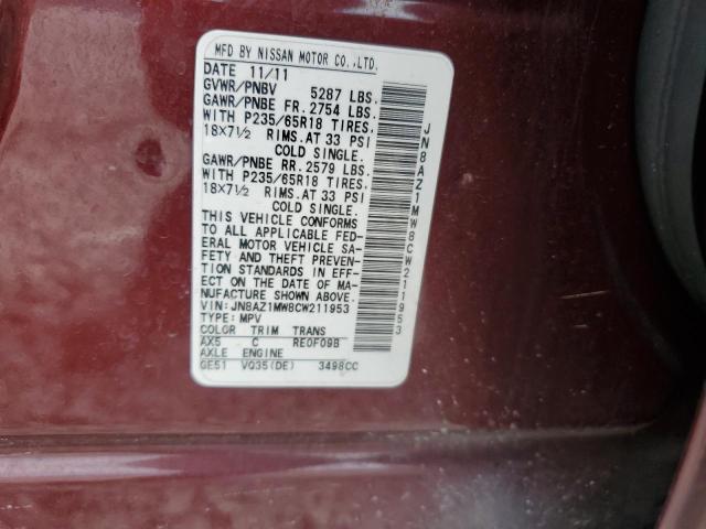 Photo 12 VIN: JN8AZ1MW8CW211953 - NISSAN MURANO S 