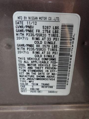 Photo 12 VIN: JN8AZ1MW8DW307454 - NISSAN MURANO S 