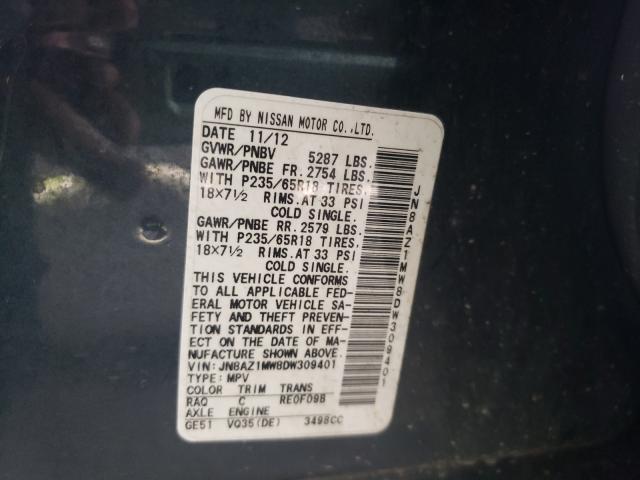 Photo 9 VIN: JN8AZ1MW8DW309401 - NISSAN MURANO S 