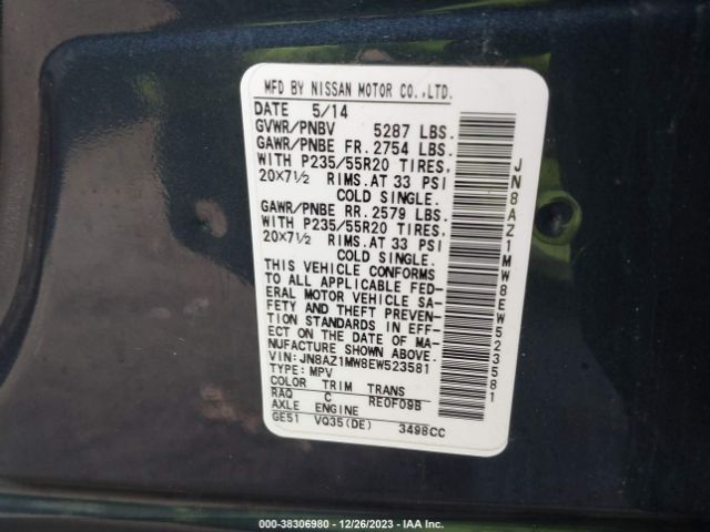 Photo 8 VIN: JN8AZ1MW8EW523581 - NISSAN MURANO 