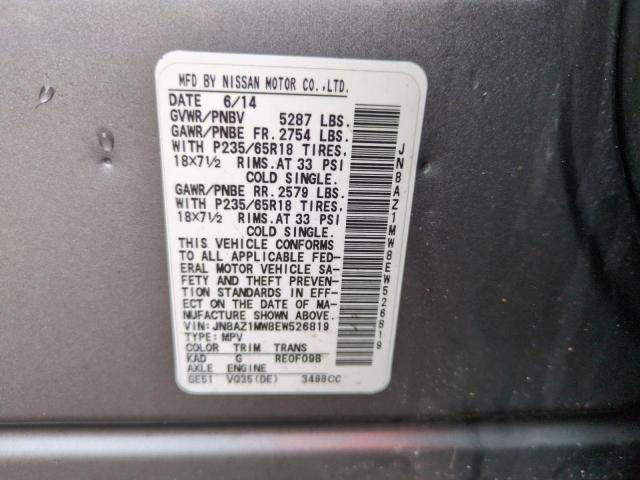 Photo 13 VIN: JN8AZ1MW8EW526819 - NISSAN MURANO S 