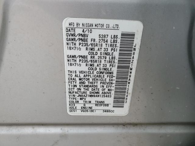 Photo 11 VIN: JN8AZ1MW9AW125483 - NISSAN MURANO S 