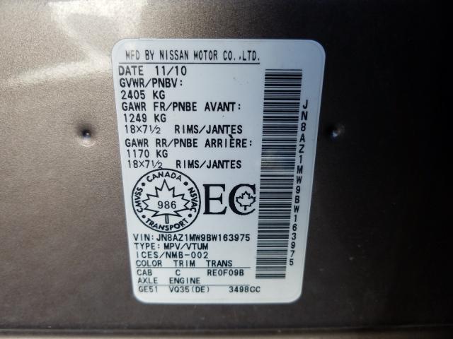 Photo 9 VIN: JN8AZ1MW9BW163975 - NISSAN MURANO S 