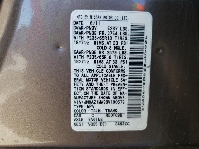 Photo 9 VIN: JN8AZ1MW9BW180579 - NISSAN MURANO 