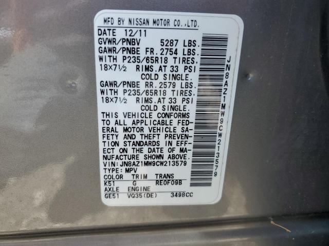 Photo 12 VIN: JN8AZ1MW9CW213579 - NISSAN MURANO 