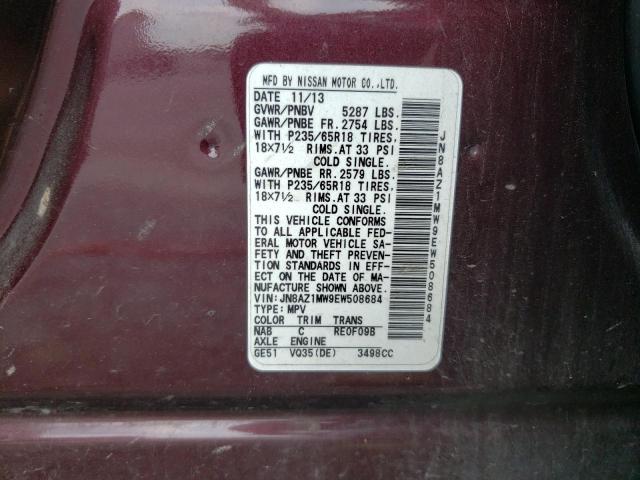 Photo 13 VIN: JN8AZ1MW9EW508684 - NISSAN MURANO S 