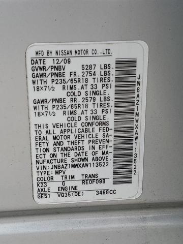 Photo 11 VIN: JN8AZ1MWXAW113522 - NISSAN MURANO 