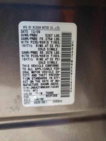 Photo 11 VIN: JN8AZ1MWXAW114346 - NISSAN MURANO 