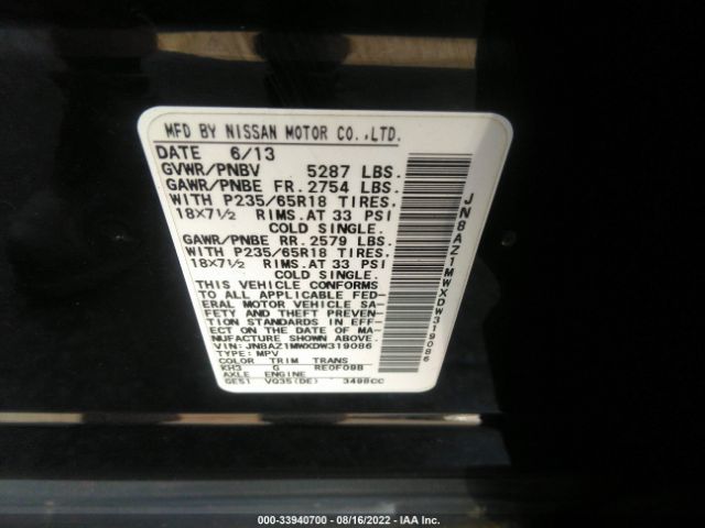 Photo 8 VIN: JN8AZ1MWXDW319086 - NISSAN MURANO 