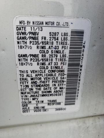 Photo 9 VIN: JN8AZ1MWXEW509391 - NISSAN MURANO S 