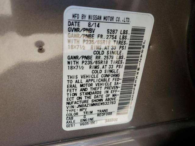 Photo 12 VIN: JN8AZ1MWXEW532783 - NISSAN MURANO 