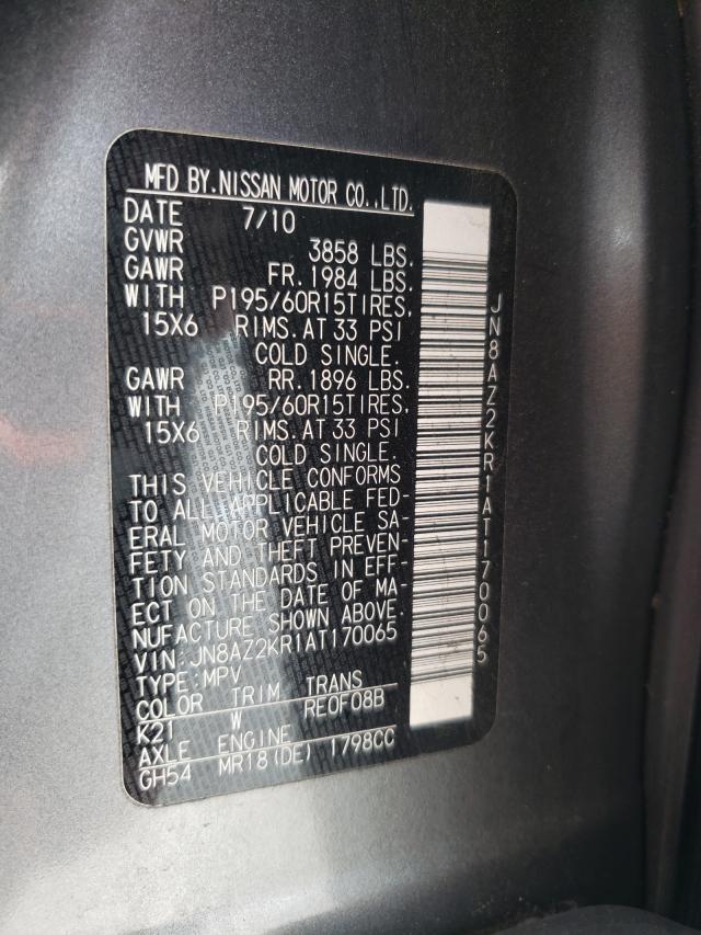 Photo 9 VIN: JN8AZ2KR1AT170065 - NISSAN CUBE BASE 