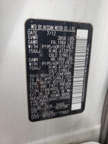 Photo 12 VIN: JN8AZ2KR5CT255302 - NISSAN CUBE BASE 