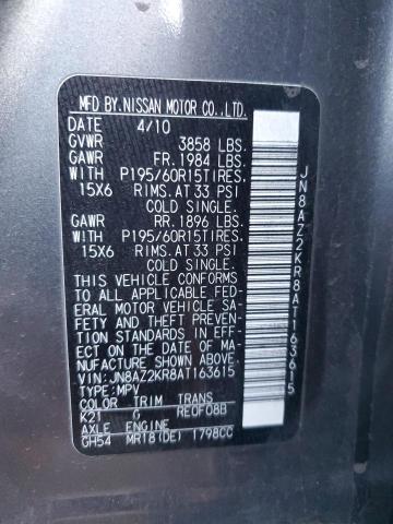 Photo 11 VIN: JN8AZ2KR8AT163615 - NISSAN CUBE 