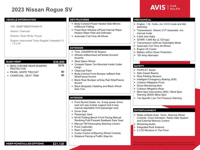 Photo 11 VIN: JN8BT3BB2PW468419 - NISSAN ROGUE SV 