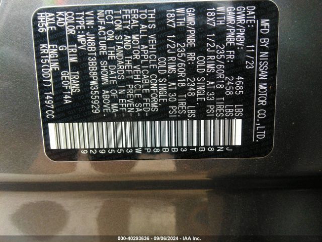 Photo 8 VIN: JN8BT3BB8PW355929 - NISSAN ROGUE 