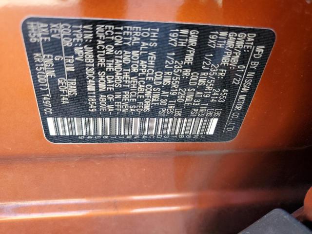 Photo 12 VIN: JN8BT3DC4NW118549 - NISSAN ROGUE PLAT 