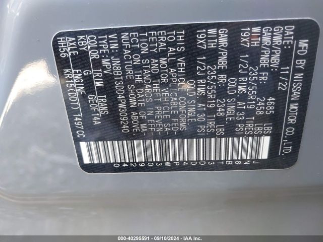 Photo 8 VIN: JN8BT3DD4PW309240 - NISSAN ROGUE 