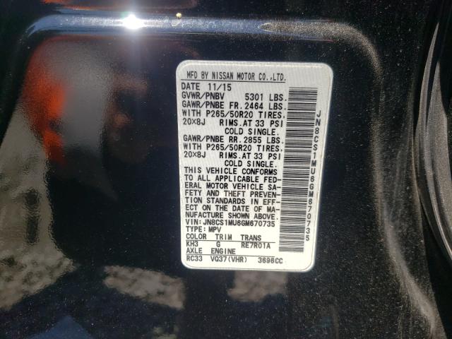 Photo 9 VIN: JN8CS1MU6GM670735 - INFINITI QX70 