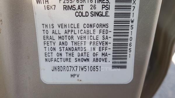 Photo 2 VIN: JN8DR07X71W510651 - NISSAN PATHFINDER 