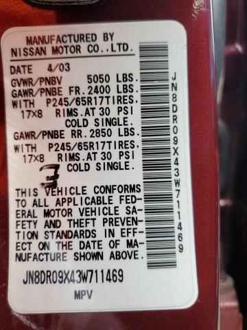 Photo 11 VIN: JN8DR09X43W711469 - NISSAN PATHFINDER 