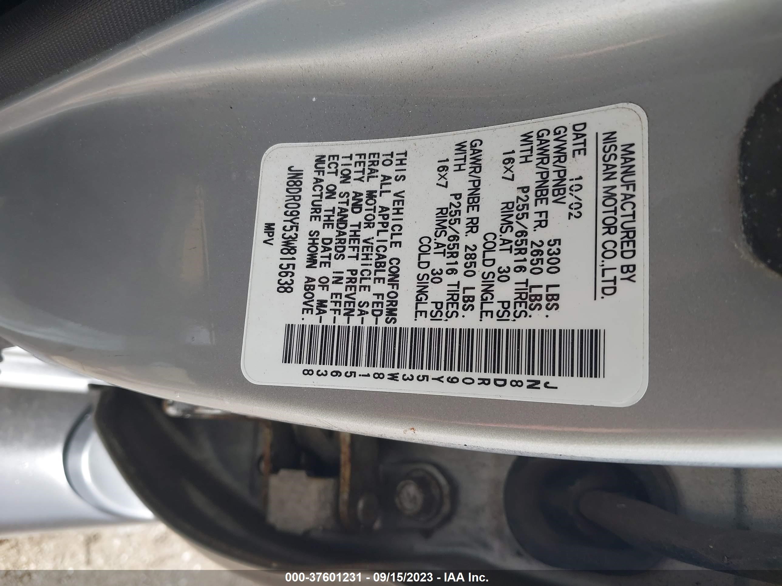 Photo 8 VIN: JN8DR09Y53W815638 - NISSAN PATHFINDER 