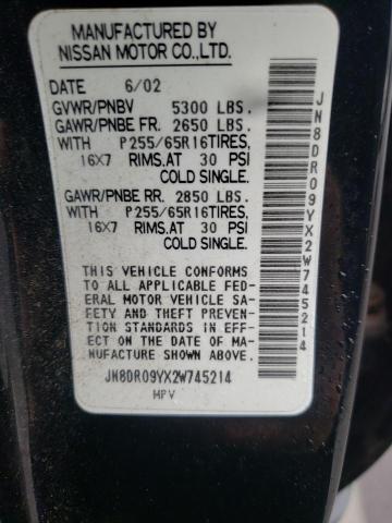 Photo 9 VIN: JN8DR09YX2W745214 - NISSAN PATHFINDER 