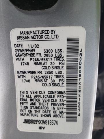 Photo 12 VIN: JN8DR09YX3W816574 - NISSAN PATHFINDER 