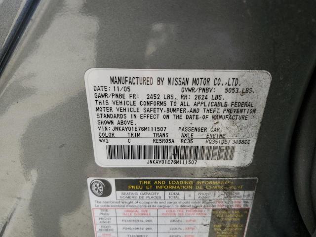 Photo 12 VIN: JNKAY01E76M111507 - INFINITI M35 BASE 