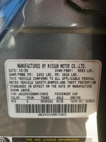 Photo 11 VIN: JNKAY01E86M110902 - INFINITI M35 BASE 