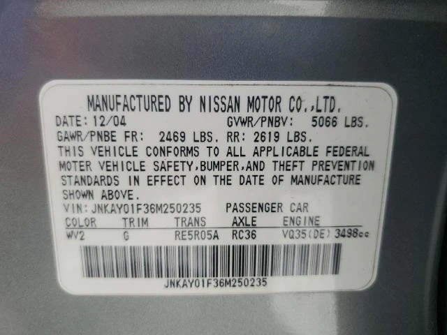 Photo 11 VIN: JNKAY01F36M250235 - INFINITI M35 BASE 