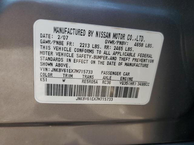 Photo 12 VIN: JNKBV61EX7M715733 - INFINITI G35 