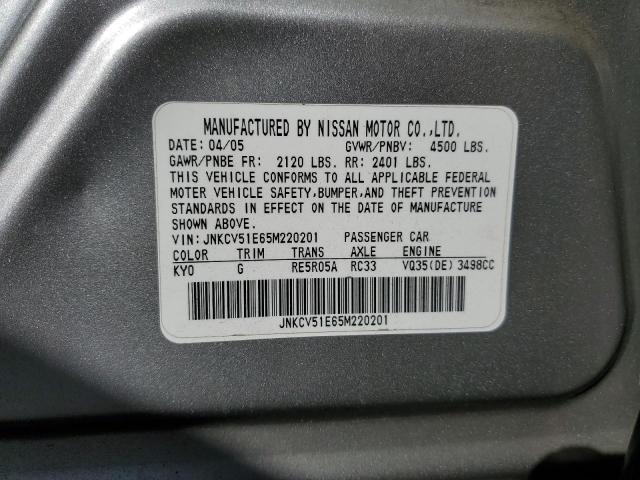 Photo 11 VIN: JNKCV51E65M220201 - INFINITI G35 