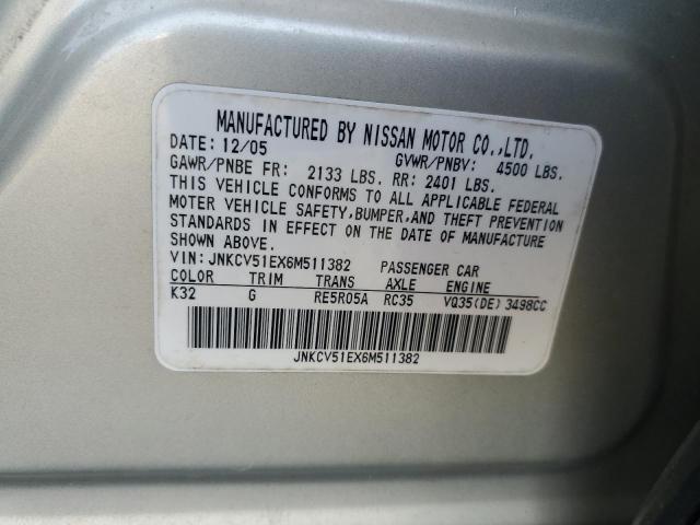 Photo 11 VIN: JNKCV51EX6M511382 - INFINITI G35 