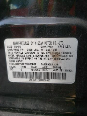 Photo 11 VIN: JNKCV51F26M600887 - INFINITI G35 