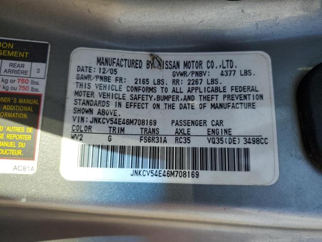 Photo 12 VIN: JNKCV54E46M708169 - INFINITI G35 